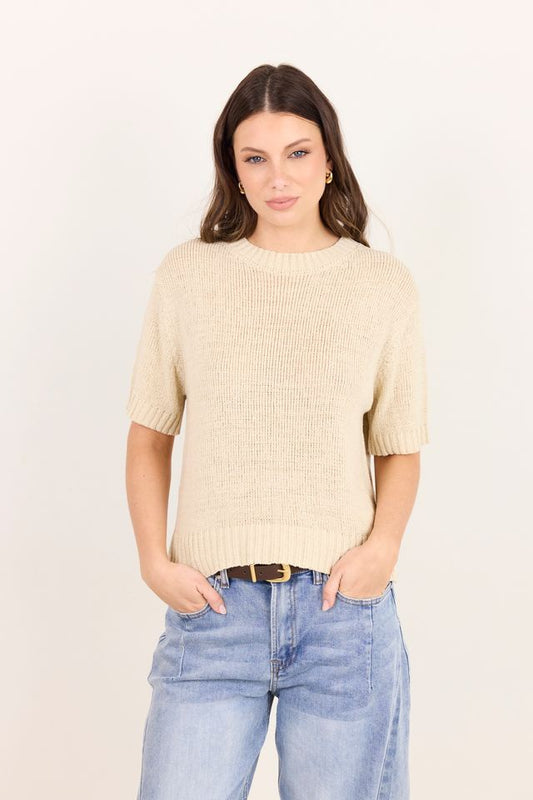 BY ROSA LOVEABLE YARN KNIT TEE - OAT