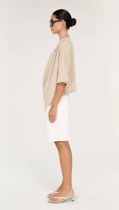 STAPLE THE LABEL ZELLE DRAPED OVERSIZE TEE - BEIGE