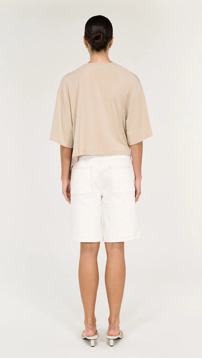 STAPLE THE LABEL ZELLE DRAPED OVERSIZE TEE - BEIGE