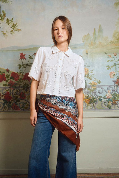 MOLLY BRACKEN WOVEN SHIRT - OFF WHITE