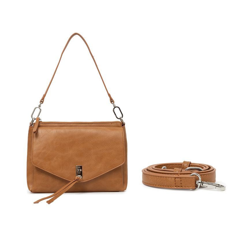 BLACK CAVIAR BAGS - BECKY FLAP CROSSBODY - TAN