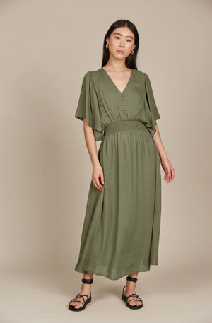 ISLE OF MINE ESME BUTTON DRESS - OLIVE - 4526607