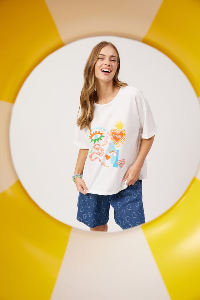 HAVEN MYKONOS GRAPHIC T-SHIRT - WHITE AMOR