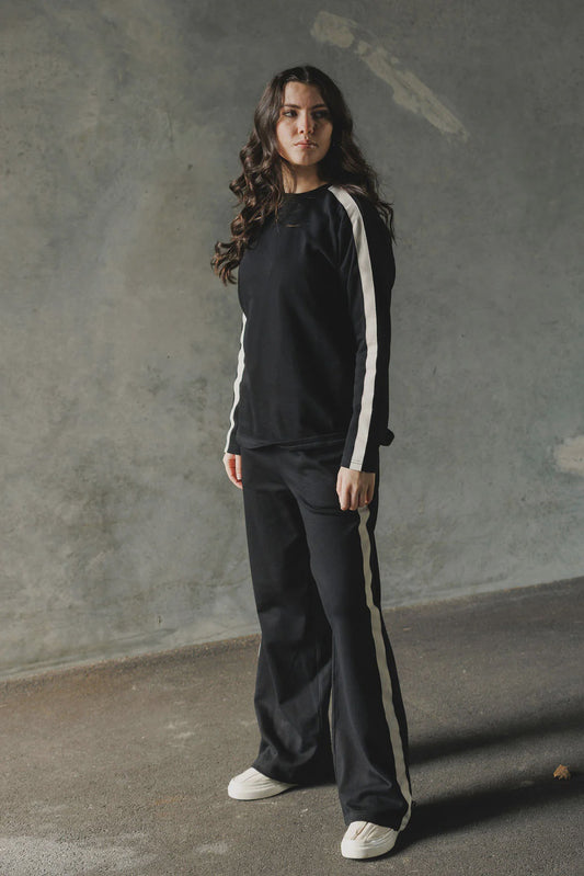 HOME-LEE - L/S CHRIS TEE - BLACK & SAND