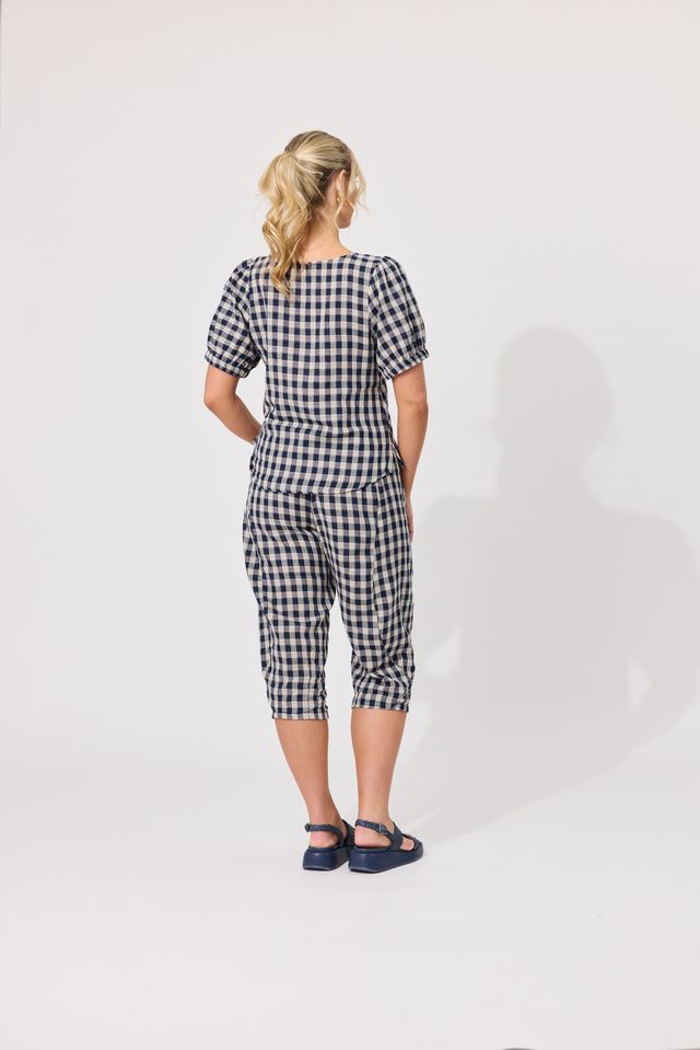 LEMON TREE DESIGN - LYDIA TOP - NAVY GINGHAM