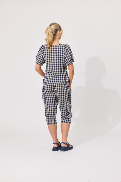 LEMON TREE DESIGN - LYDIA TOP - NAVY GINGHAM