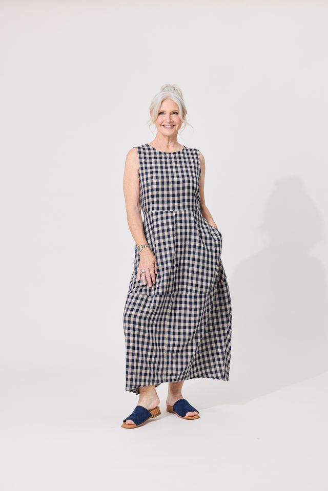 LEMON TREE DESIGN - ANTONIA DRESS - NAVY GINGHAM