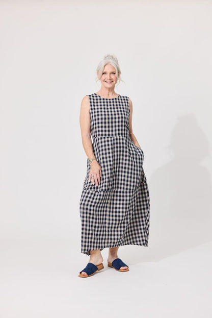 LEMON TREE DESIGN - ANTONIA DRESS - NAVY GINGHAM