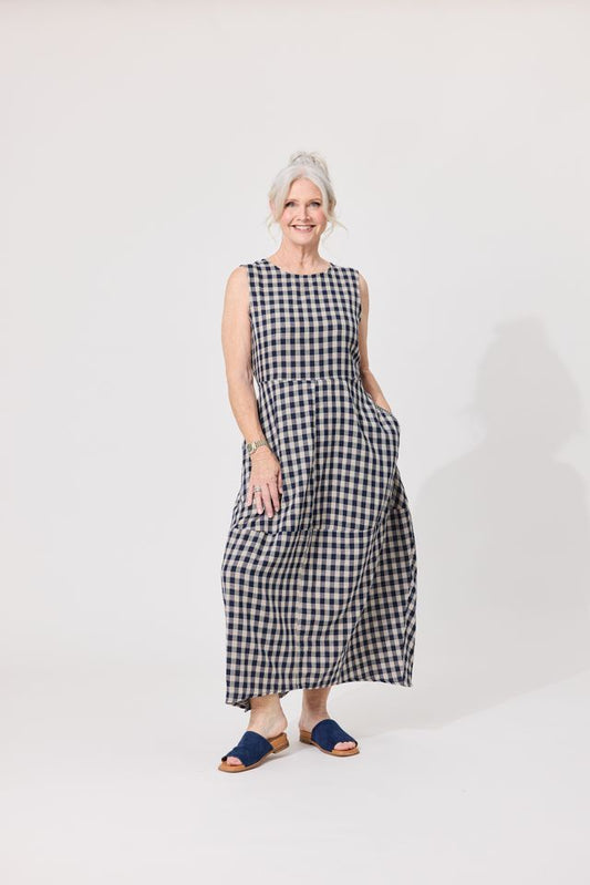 LEMON TREE DESIGN - ANTONIA DRESS - NAVY GINGHAM