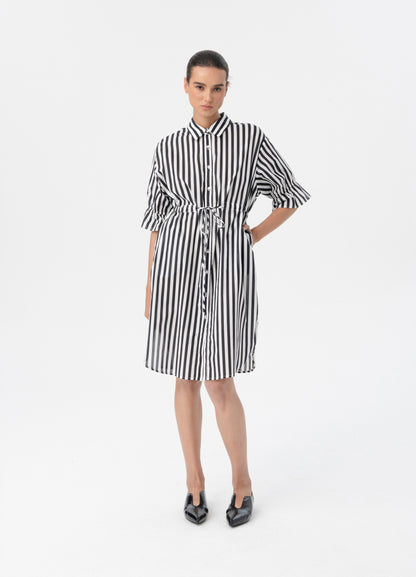 BLACKLIST VENA SHIRT DRESS - BLACK STRIPE