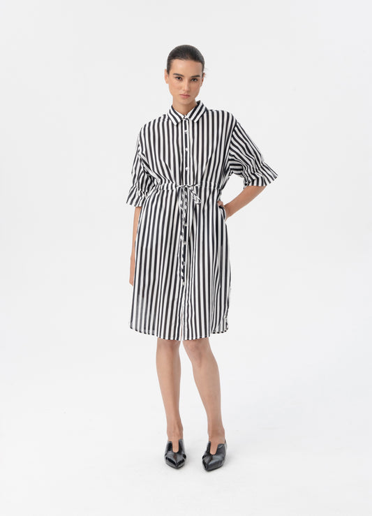 BLACKLIST VENA SHIRT DRESS - BLACK STRIPE