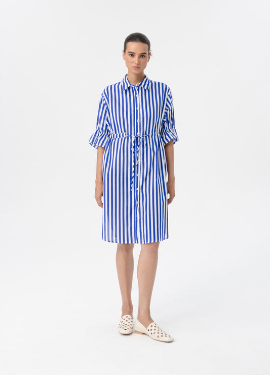 BLACKLIST VENA SHIRT DRESS - BLUE STRIPE