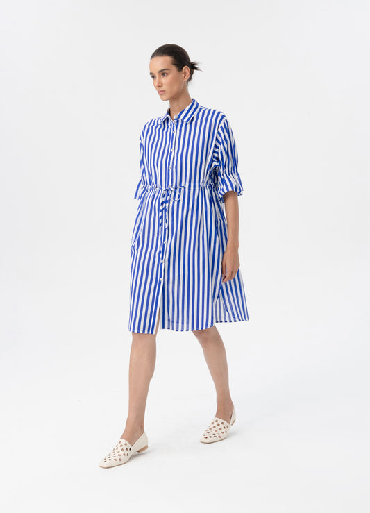 BLACKLIST VENA SHIRT DRESS - BLUE STRIPE