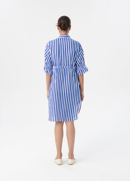 BLACKLIST VENA SHIRT DRESS - BLUE STRIPE