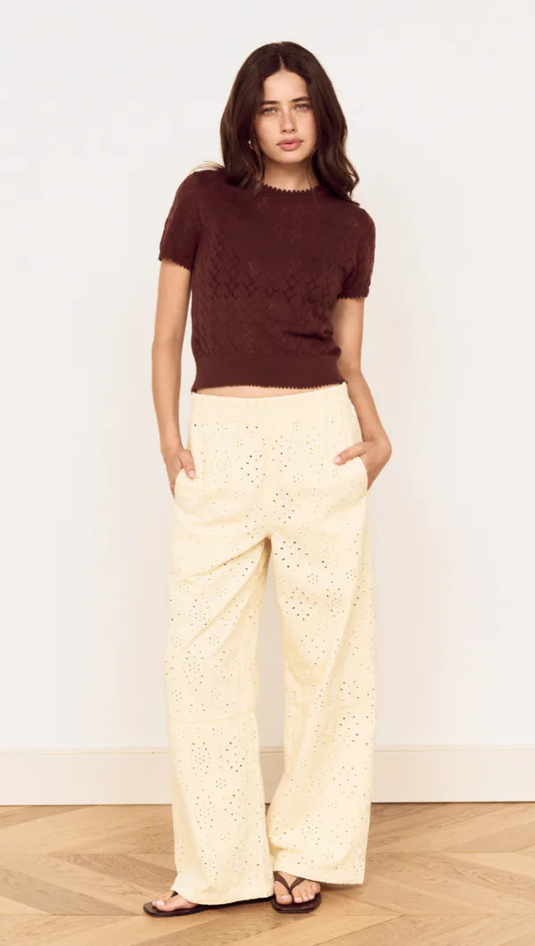 MINK PINK CALLA KNIT TEE - CHOCOLATE