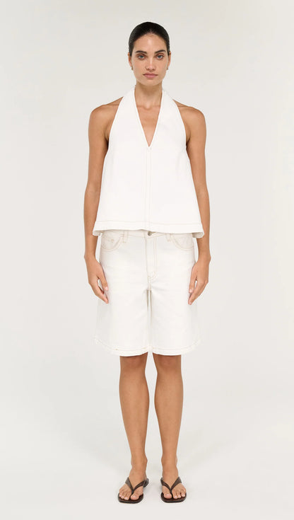 STAPLE THE LABEL NYRA DENIM JORTS - WHITE