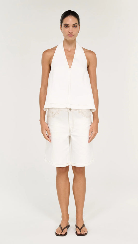 STAPLE THE LABEL NYRA DENIM JORTS - WHITE