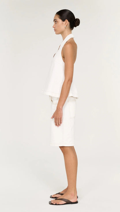 STAPLE THE LABEL NYRA DENIM JORTS - WHITE