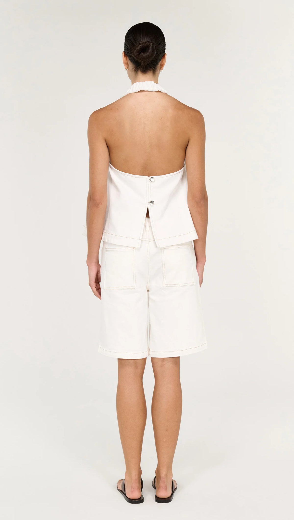 STAPLE THE LABEL NYRA DENIM JORTS - WHITE