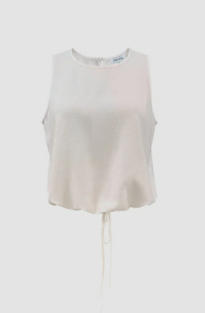 LOVE LULU SHERBET LINEN TOP - WHITE