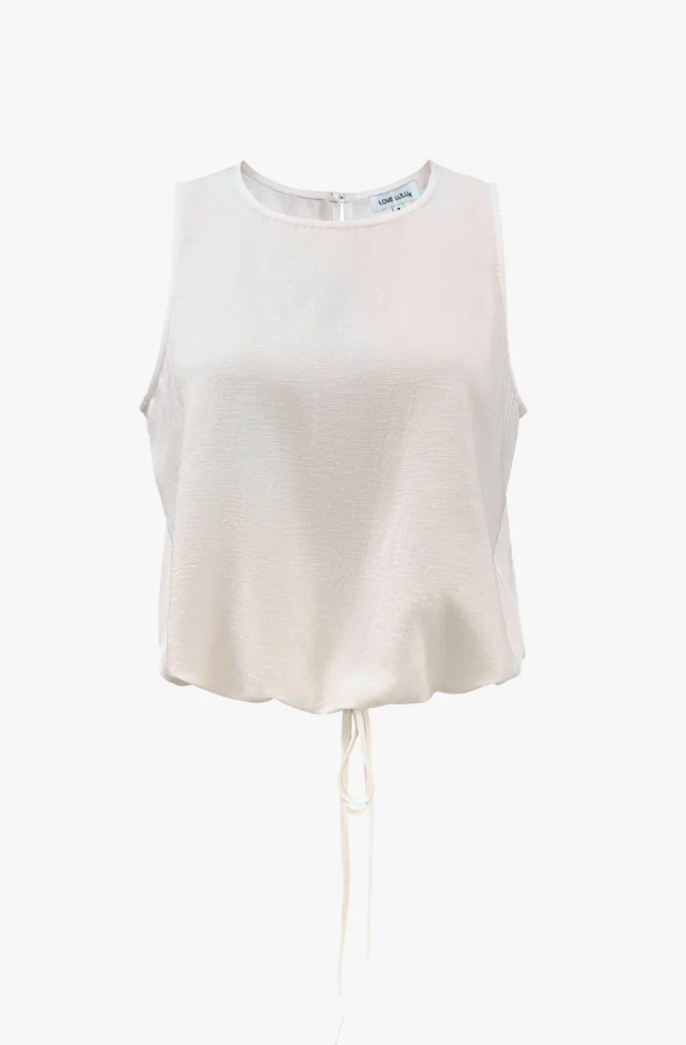 LOVE LULU SHERBET LINEN TOP - WHITE