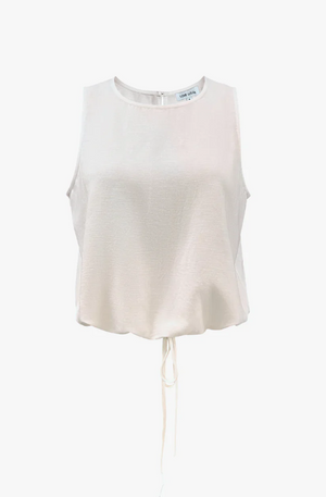 LOVE LULU SHERBET LINEN TOP - WHITE