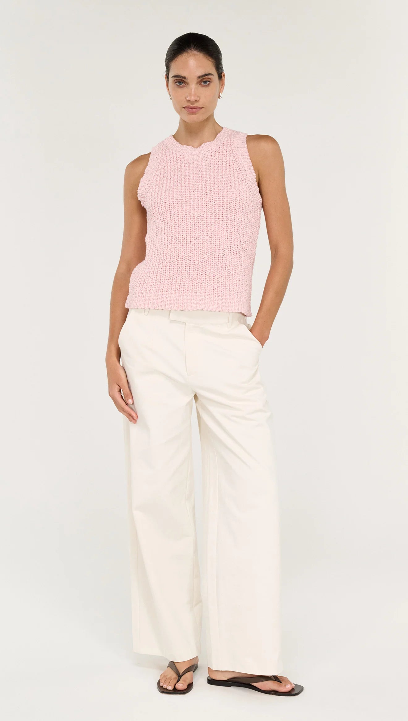 STAPLE THE LABEL COVE KNIT TANK - ROSE PINK