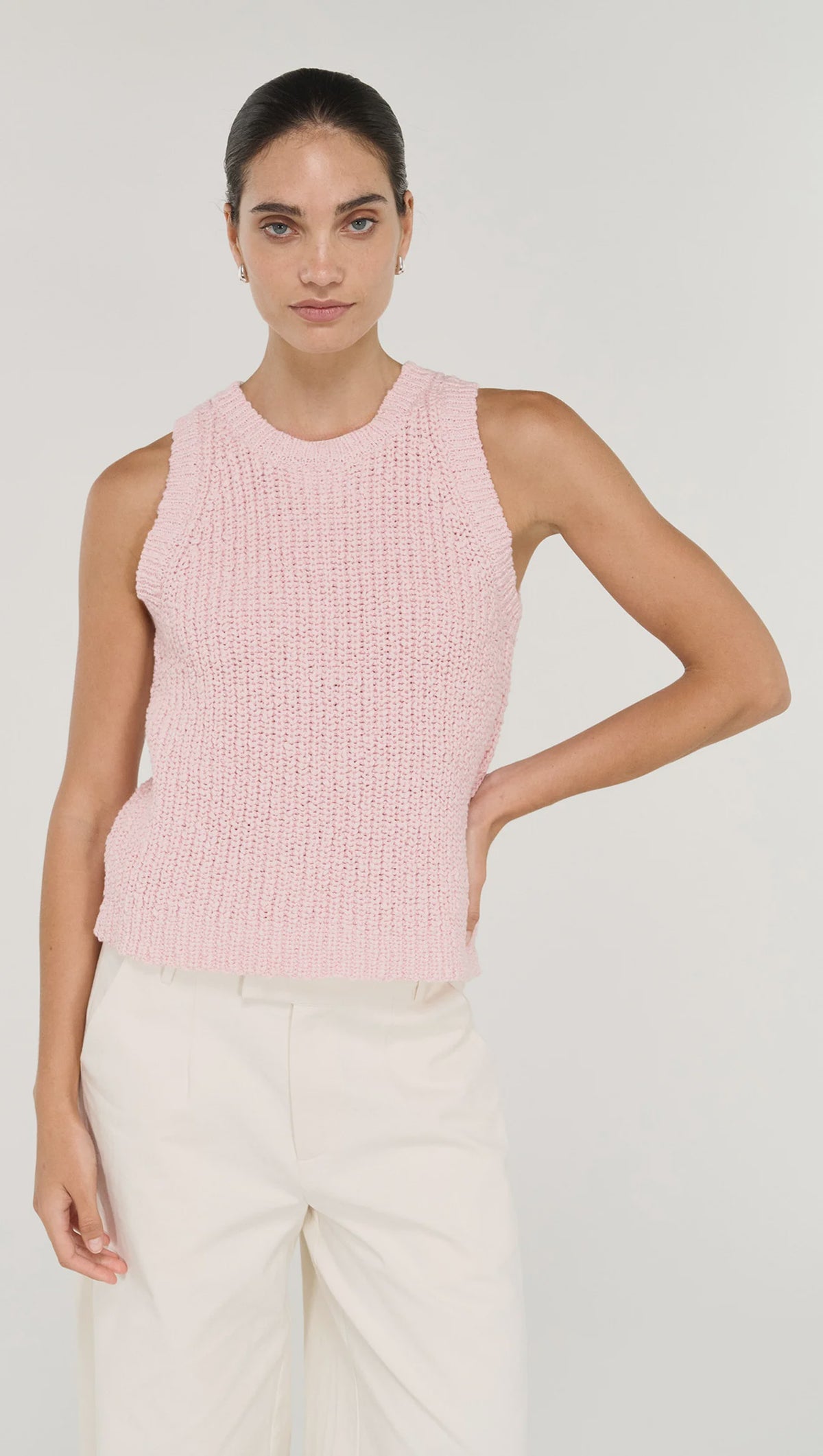 STAPLE THE LABEL COVE KNIT TANK - ROSE PINK