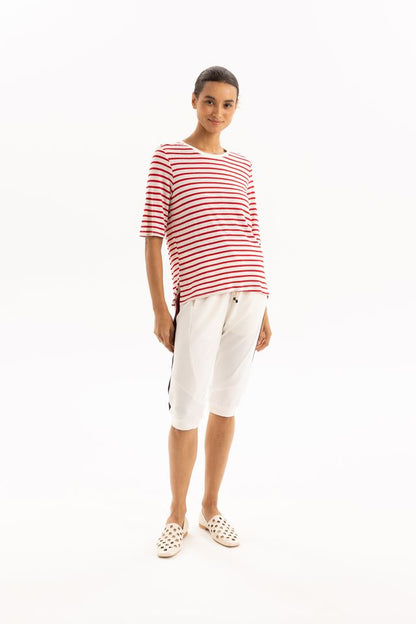 TWO BY TWO LINEN TEE - RED STRIPE
