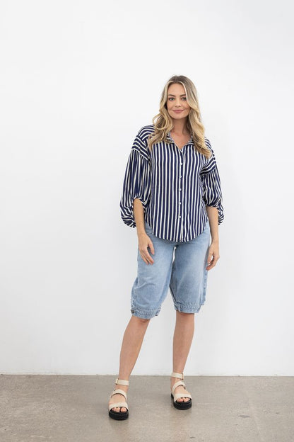 MOSS BRONTE SHIRT - BLUE STRIPE