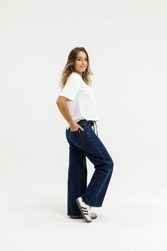 HOME-LEE PALAZZO JEANS - INDIGO WASH
