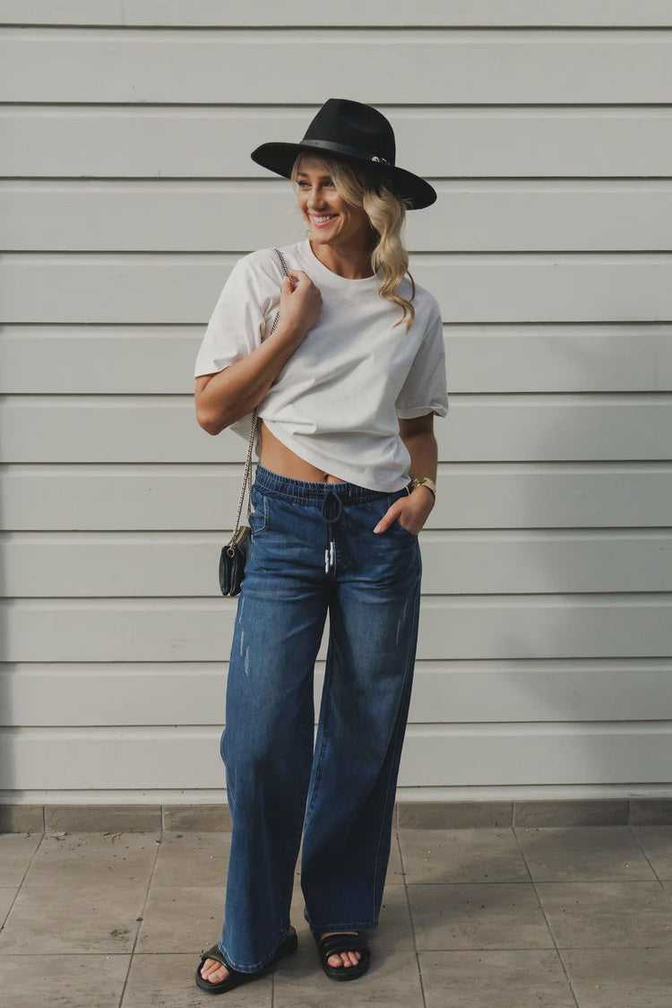 HOME-LEE PALAZZO JEANS - BLUE WASH