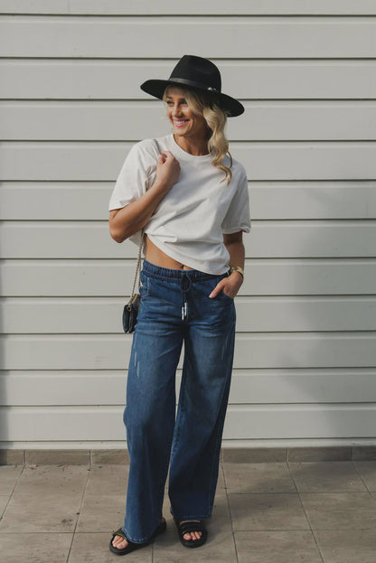 HOME-LEE PALAZZO JEANS - BLUE WASH