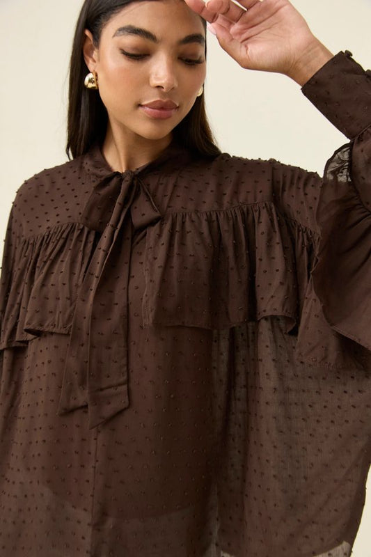 ISLE OF MINE - DELLA BLOUSE - CHOCOLATE