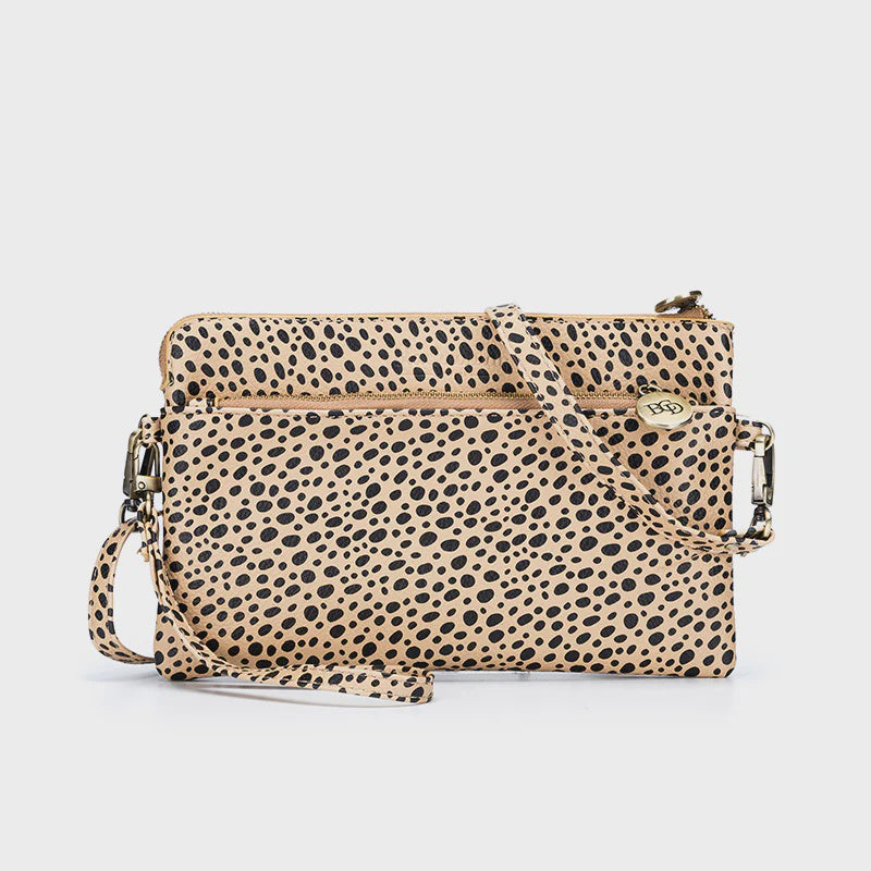 BLACK CAVIAR NINA PEBBLED CROSSBODY/CLUTCH - PEBBLE