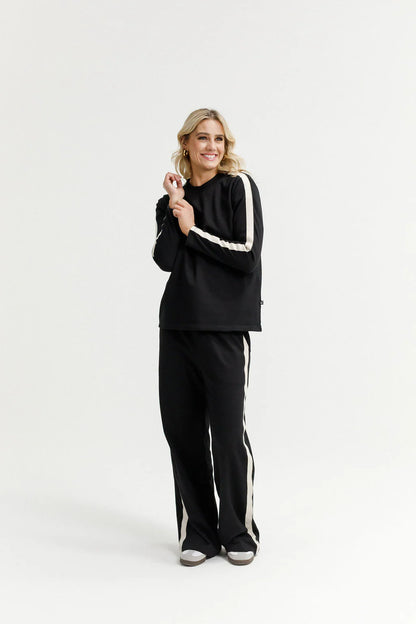 HOME-LEE - L/S CHRIS TEE - BLACK & SAND