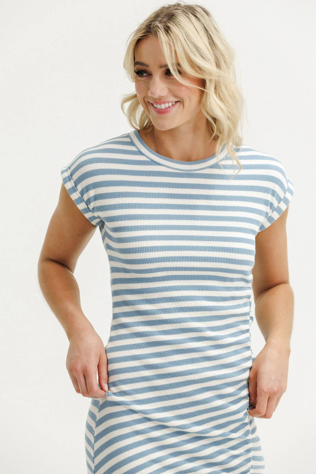 HOME-LEE NIKITA TEE DRESS - SKY STRIPES