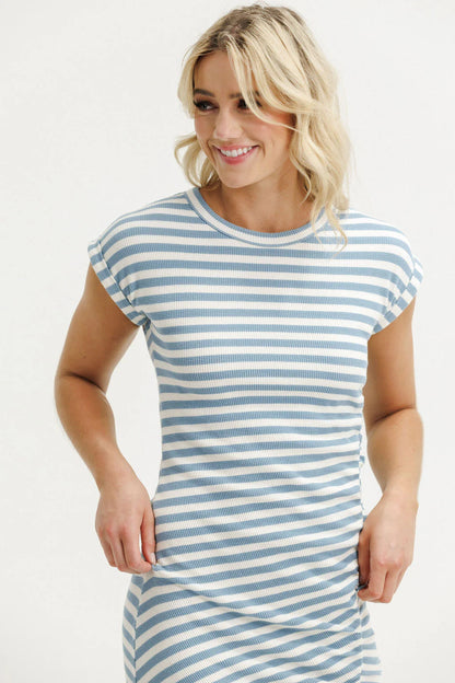 HOME-LEE NIKITA TEE DRESS - SKY STRIPES