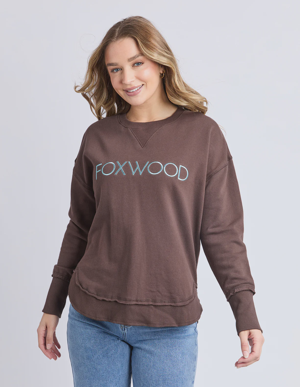 FOXWOOD SIMPLIFIED METALLIC CREW - COFFEE/LIGHT BLUE