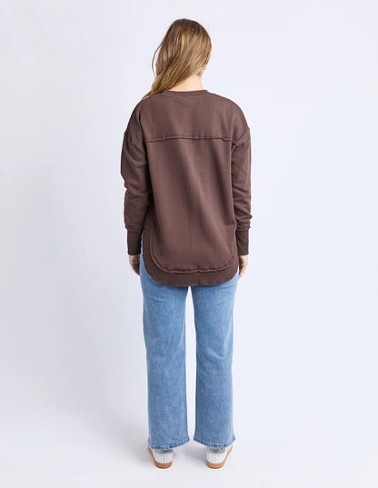 FOXWOOD SIMPLIFIED METALLIC CREW - COFFEE/LIGHT BLUE
