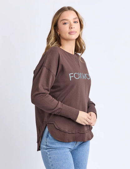 FOXWOOD SIMPLIFIED METALLIC CREW - COFFEE/LIGHT BLUE