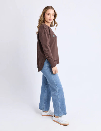 FOXWOOD SIMPLIFIED METALLIC CREW - COFFEE/LIGHT BLUE