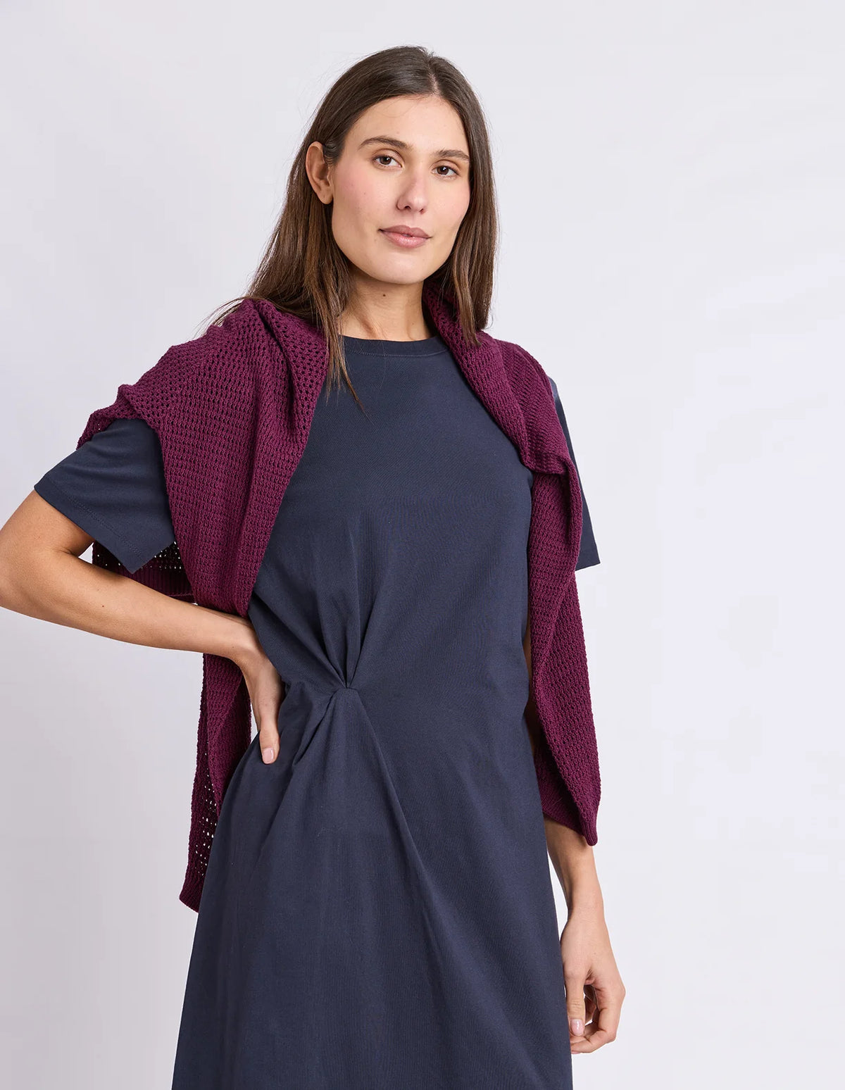 FOXWOOD TIED DRESS - NAVY