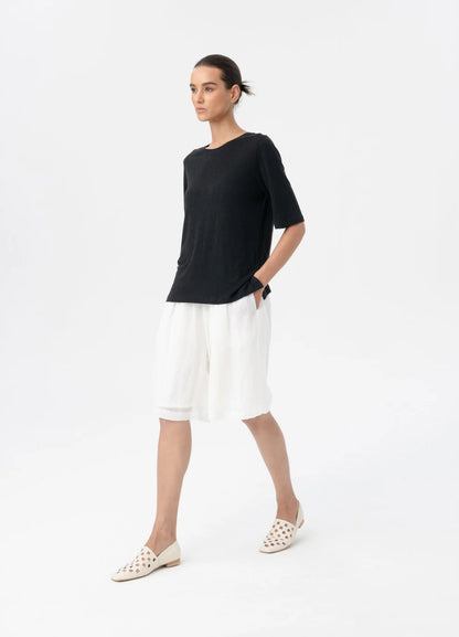 TWO BY TWO LINEN TEE - BLACK