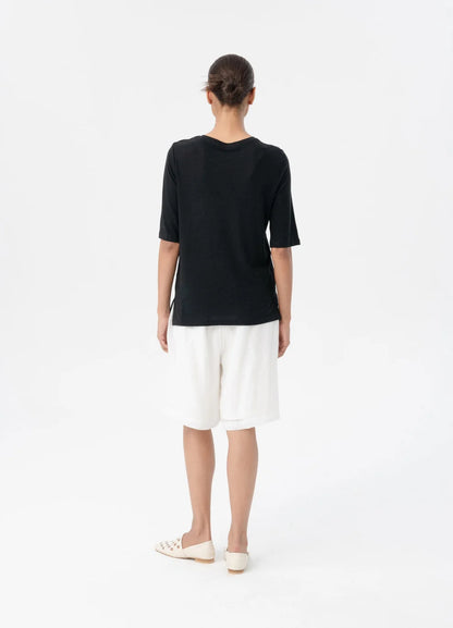 TWO BY TWO LINEN TEE - BLACK
