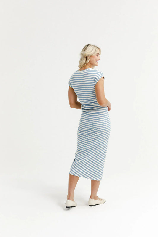 HOME-LEE NIKITA TEE DRESS - SKY STRIPES
