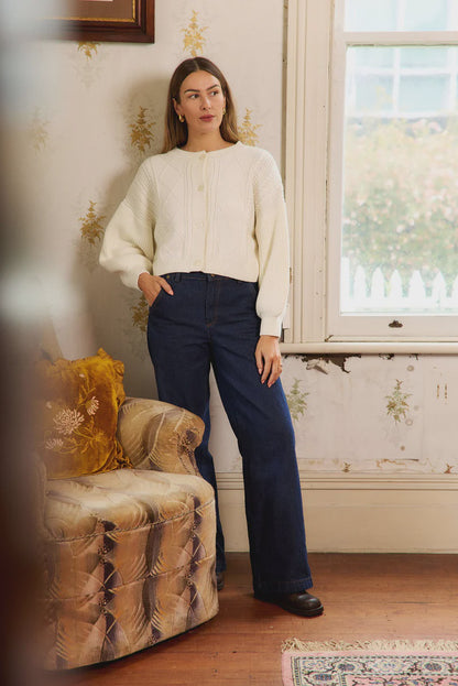THING THING FLOURISH CARDIGAN - MILKY BAR