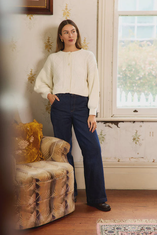 THING THING FLOURISH CARDIGAN - MILKY BAR
