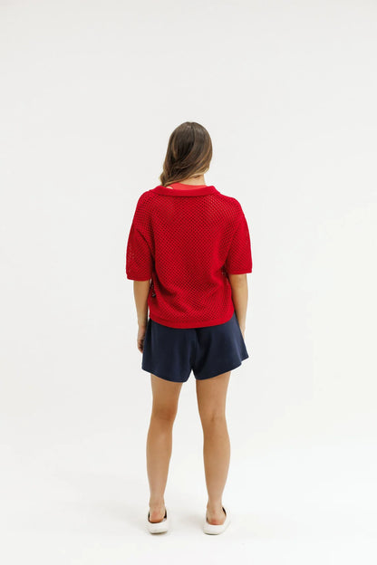 ROSE ROAD KNIT POLO - CHERRY RED