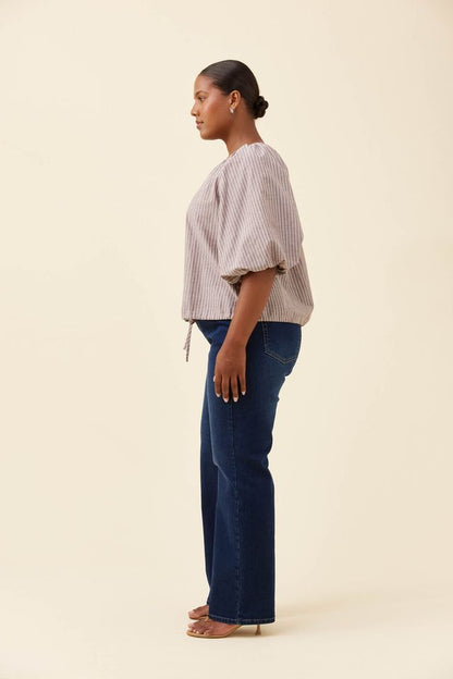 ISLE OF MINE LYNDELL DRAWSTRING TOP - TAUPE